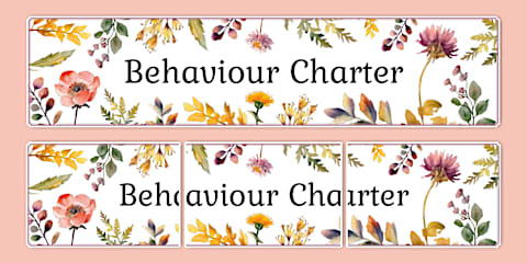 Botanical Themed Our Class Rules Display Banner
