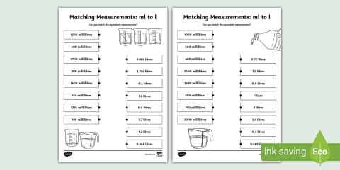 Matching Measurements cm to m Activity Sheet