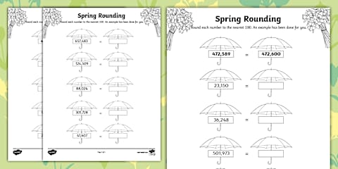 Fourth Grade Rounding to the Nearest 1, 000 Spring Worksheet