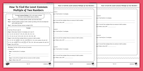 Sixth Grade Math Basic Skills GCF and LCM Practice Worksheet