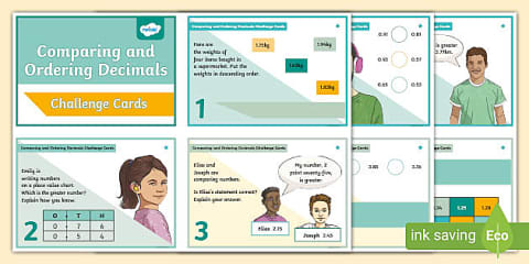 Decimal Number Sequence Challenge Cards