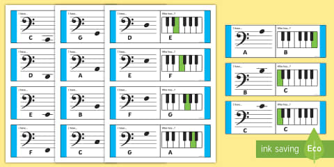 Treble Clef Piano Musical Note Recognition Flashcards