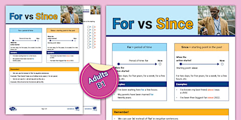 For and Since ESL Activity Sheet [Teens, B1]