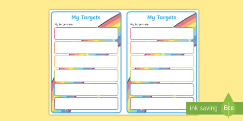 Target Assignment Sheets Pupil Target Sheets
