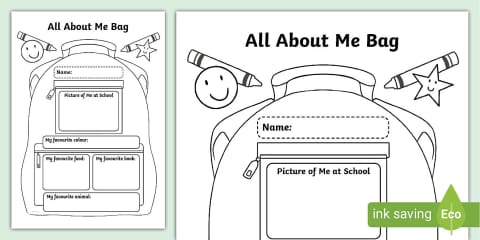 All About Me Backpack Art Activity and Writing Frame