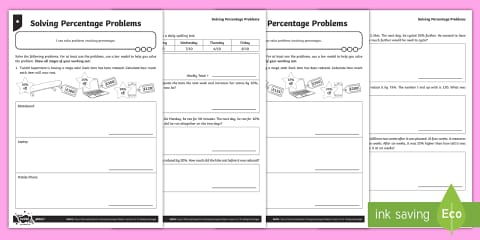 Percentage Increase and Decrease Worksheet
