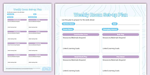 Weekly Room Early Childhood Educator Weekly Planner
