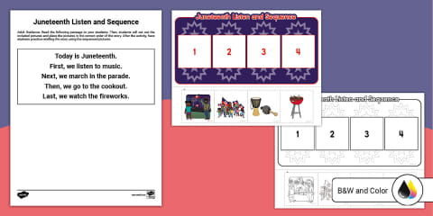 Juneteenth Cut and Paste Timeline Worksheet