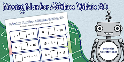 Missing Maths Signs Plus or Minus Worksheet