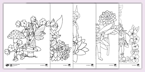 Fairies Doodle Colouring Pages