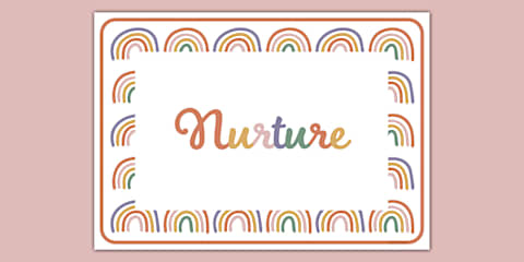 Muted Rainbow Themed Nurture Room Display Banner