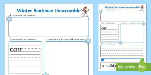 Winter Jumbled Sentences Activity Sheets