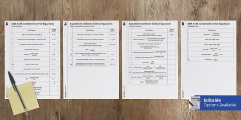 AQA Combined Science Physics Equation Sheet