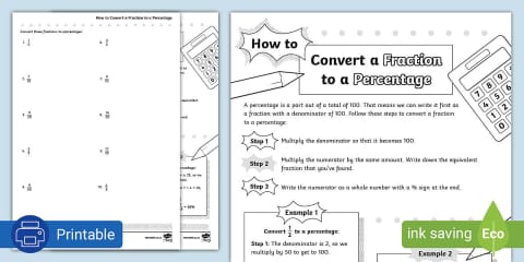 Grade 7 Maths - How to Convert a Percentage to a Fraction - Activity ...