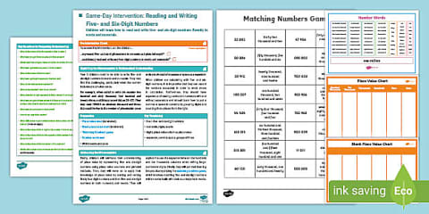 Year 5 Maths Same-Day Intervention Plan: Identifying and Placing 5- and ...