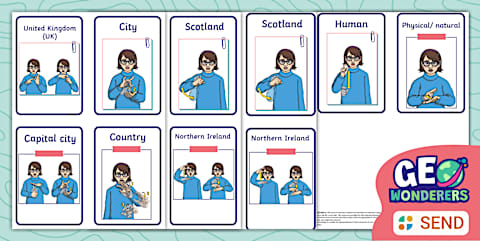 Geo Wonderers KS1 The UK BSL Key Word Cards Lesson Five
