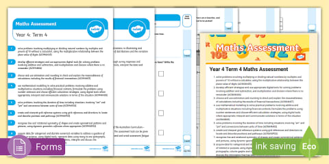Year 4 Number and Algebra Assessment Pack Digital Forms
