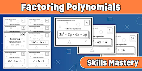Algebra I: Factoring Polynomials Task Cards