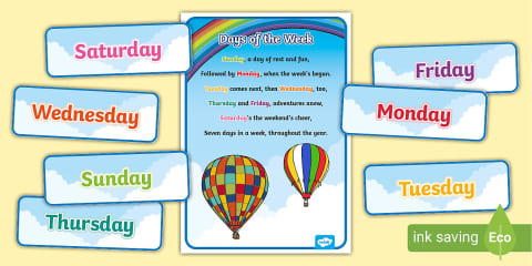 Days of the Week Display Poster