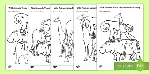 Visual Discrimination Overlapping Pictures Coloring Worksheet