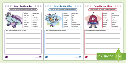 Alien Adjectives Word Mat