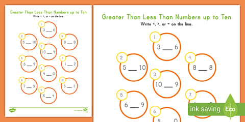 Comparing Ten Frames | Greater Than Less Than Equal To Worksheets for K ...