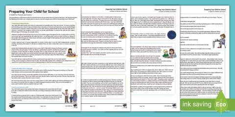 Preparing Your Child For School - A Guide For Parents and Carers Poster