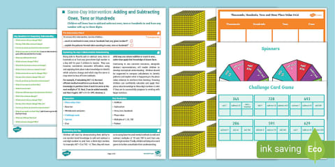 Year 3 Maths Same-Day Intervention Plan: Adding 3-Digit Numbers Using ...