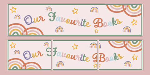 Muted Rainbow Themed Story Time Display Banner