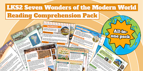 UKS2 Seven Wonders of the Modern World Reading Comprehension Pack