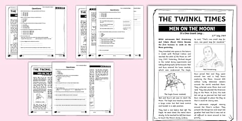UKS2 Anniversary of the Moon Landing News Report Reading Comprehension ...