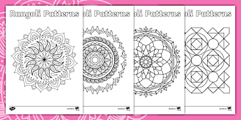 Diwali Rangoli Pattern Cut and Stick Matching Collage Activity Pack