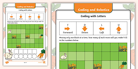 Grade 1 Robotics and Coding - Term 2 - Coding Worksheet: How Many Hops ...