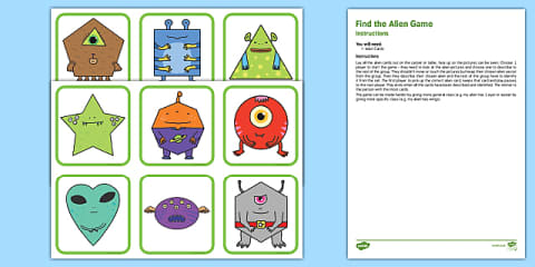 Making Pairs of Space Aliens Worksheet