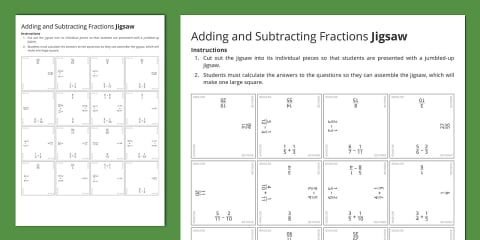 Magic Square - Adding and Subtracting Fractions