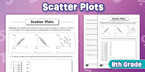 Eighth Grade Math Basic Skills Line of Best Fit Practice Worksheet