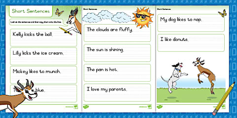 Simple Sentence Construction Grade R Grade R English -Writing - Worksheet: Short Sentence - Tracing (CAPS ...