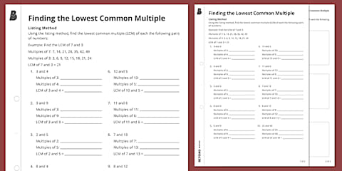 Lowest Common Factor Examples Worksheet.pdf Factor Trees Worksheet
