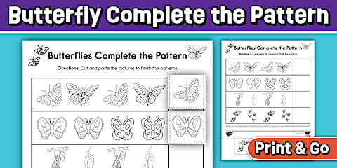 Kindergarten Butterfly Fingerprint Counting Worksheet