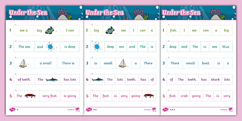 Under the Sea Themed Number Sequencing Photo Puzzles