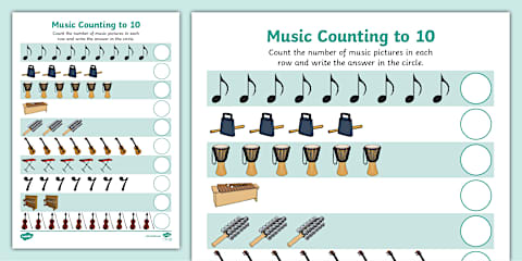Musical Instruments Crafts Grade R Worksheet Grade R Maths - Term 1- Counting -, Worksheet: Musical Instruments ...