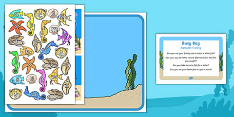 Phonic Fishing Busy Bag Prompt Card and Resource Pack