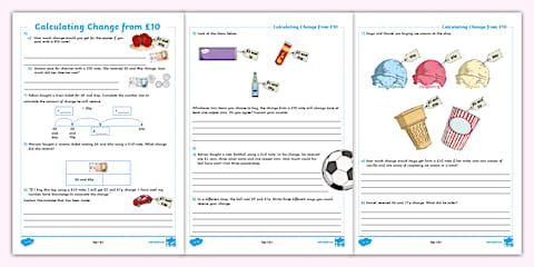 Finding Change from £20 Maths Worksheet