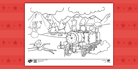 Christmas Train Ride Colouring Sheet