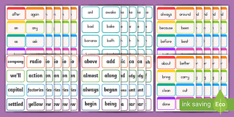 Fourth Grade Dolch Words Flash Cards