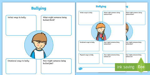 Four Types of Bullying Worksheet for 3rd-5th Grade