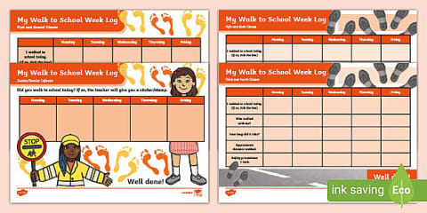 KS1 Let's All Walk to School Week Tally Chart Worksheet