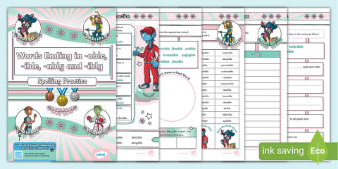 Linguistic Phonics Phase 4c 'ible, able' Word Worksheet