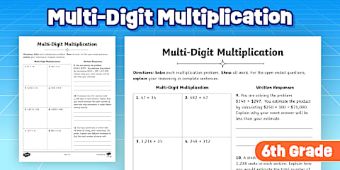 Sixth Grade Long Division Review Activity