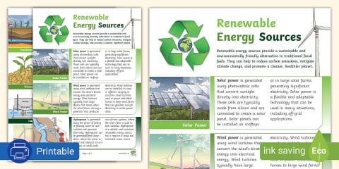 Five Renewable Energy Sources Display Poster